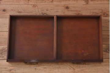 アンティーク家具　イギリスアンティーク　レザートップ　引き出し二杯付き!ウォールナット材の平机