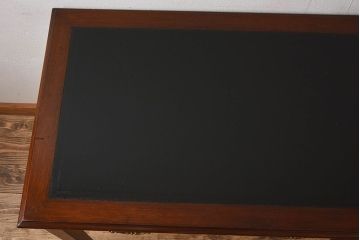 アンティーク家具　イギリスアンティーク　レザートップ　引き出し二杯付き!ウォールナット材の平机
