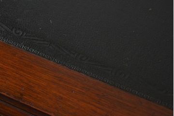 アンティーク家具　イギリスアンティーク　レザートップ　引き出し二杯付き!ウォールナット材の平机