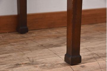 アンティーク家具　イギリスアンティーク　レザートップ　引き出し二杯付き!ウォールナット材の平机