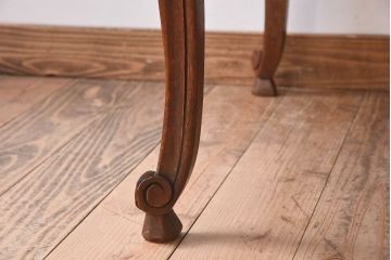 アンティーク家具　フランスアンティーク　オーク材　パーケット天板と猫脚のデザインが素敵なエクステンションテーブル
