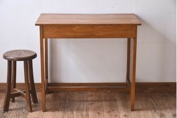 レトロ家具　昭和レトロ　栓材　使い勝手の良い小振りな平机(コンソールテーブル)