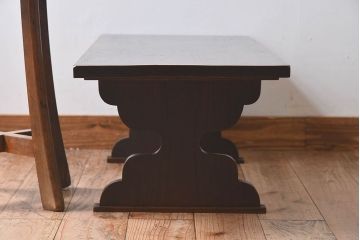 アンティーク雑貨　総ケヤキ材　天板一枚板!古い木の質感が味わい深い文机(2)