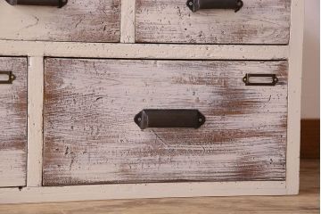 アンティーク家具　アンティークペイント　ネームプレート付き!シャビーなペイントがお洒落なローボード(ローチェスト)