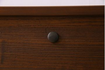 レトロ家具　昭和レトロ　ヒノキ材製天板　シンプルさが魅力の鉄脚ローボード(ローチェスト)(1)