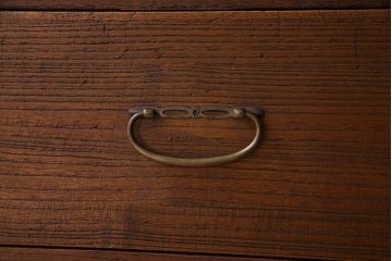 レトロ家具 昭和レトロ ヒノキ材製天板 シンプルさが魅力の鉄脚ローボード(ローチェスト)(2)