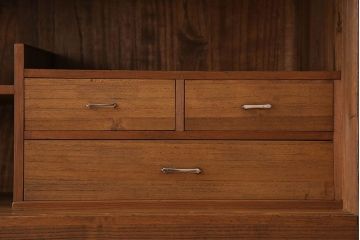 レトロ家具　昭和レトロ　結霜ガラス　使い込まれた風合いが素敵な鉄脚ローボード(ローチェスト)