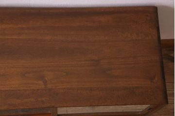 レトロ家具　昭和レトロ　結霜ガラス　使い込まれた風合いが素敵な鉄脚ローボード(ローチェスト)