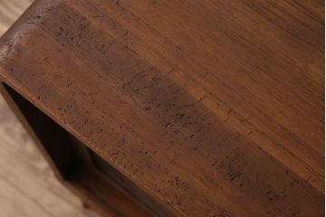 レトロ家具　昭和レトロ　結霜ガラス　使い込まれた風合いが素敵な鉄脚ローボード(ローチェスト)