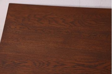 アンティーク家具　オーク材製天板　ペイントが素敵な鉄脚テーブル(平机)(2)