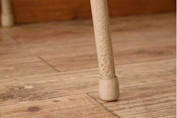 アンティーク家具　オーク材製天板　ペイントが素敵な鉄脚テーブル(平机)(2)