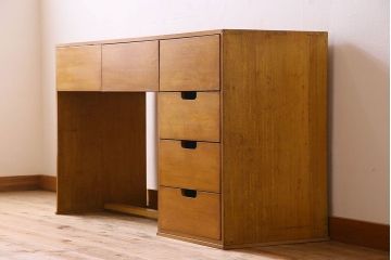 レトロ家具　昭和レトロ　古い木製のシンプルな片袖机