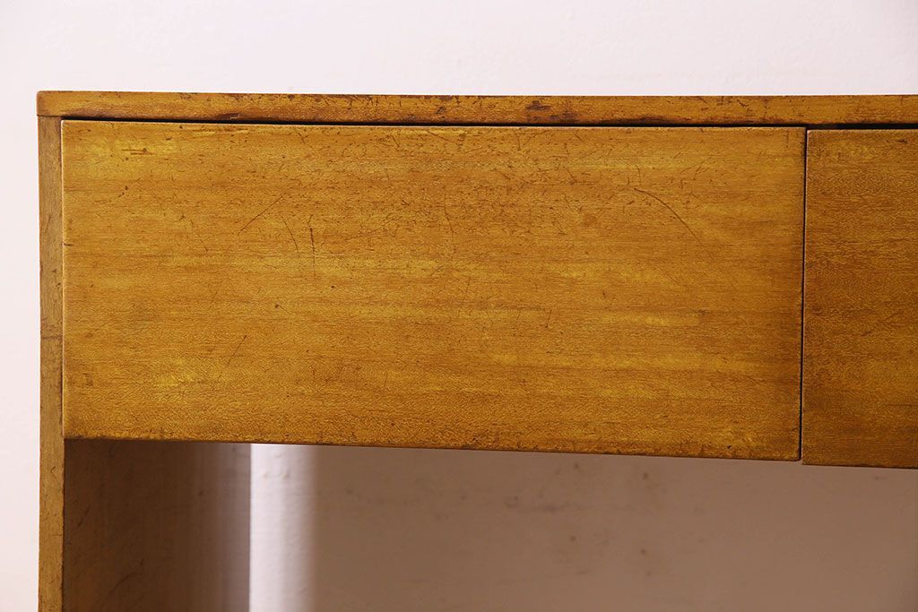 レトロ家具　昭和レトロ　古い木製のシンプルな片袖机