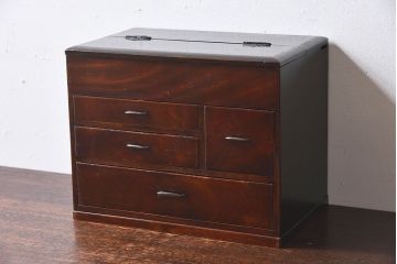 アンティーク雑貨　昭和レトロ　上品な色合いが素敵な小引き出し(裁縫箱)