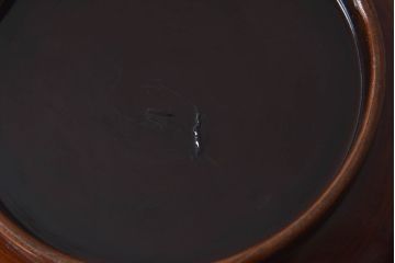 明治〜大正期　総ケヤキ材刳り貫き　漆塗りが美しい菓子入れ