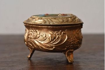 アンティーク雑貨　イギリスアンティーク　可愛らしいハート形のジュエリーケース(小物入れ、小物収納箱)