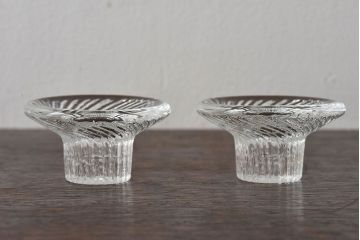 アンティーク雑貨　イギリスビンテージ　ガラス製キャンドルホルダー(ろうそく立て)2個セット