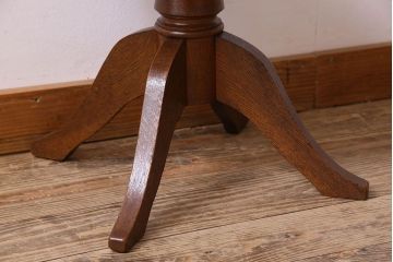 アンティーク家具　大正〜昭和期　ナラ材　赤い座面が上品なスツール(回転イス、チェア、椅子)