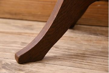 アンティーク家具　大正〜昭和期　ナラ材　赤い座面が上品なスツール(回転イス、チェア、椅子)