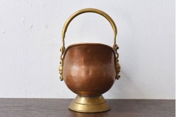 アンティーク雑貨　イギリスアンティーク　真鍮　小振りなコールバケツ