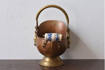 アンティーク雑貨　イギリスアンティーク　真鍮　小振りなコールバケツ