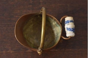 アンティーク雑貨　イギリスアンティーク　真鍮　小振りなコールバケツ
