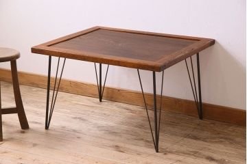 レトロ家具　昭和レトロ　使い込まれた味わいが素敵なセンターテーブル(鉄脚テーブル)
