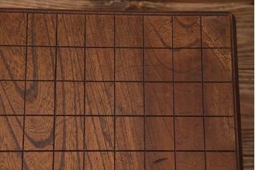 アンティーク雑貨　明治期　総ケヤキ材　美しい木目が味わい深い将棋盤