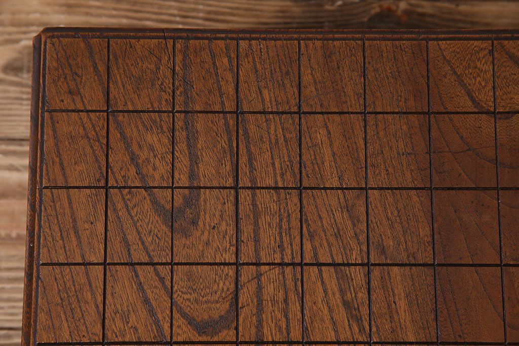 アンティーク雑貨　明治期　総ケヤキ材　美しい木目が味わい深い将棋盤