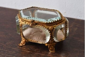 アンティーク雑貨　フランスアンティーク　面取りガラス!優美なジュエリーボックス