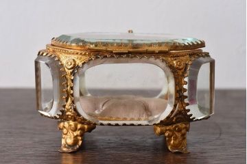 アンティーク雑貨　フランスアンティーク　面取りガラス!優美なジュエリーボックス