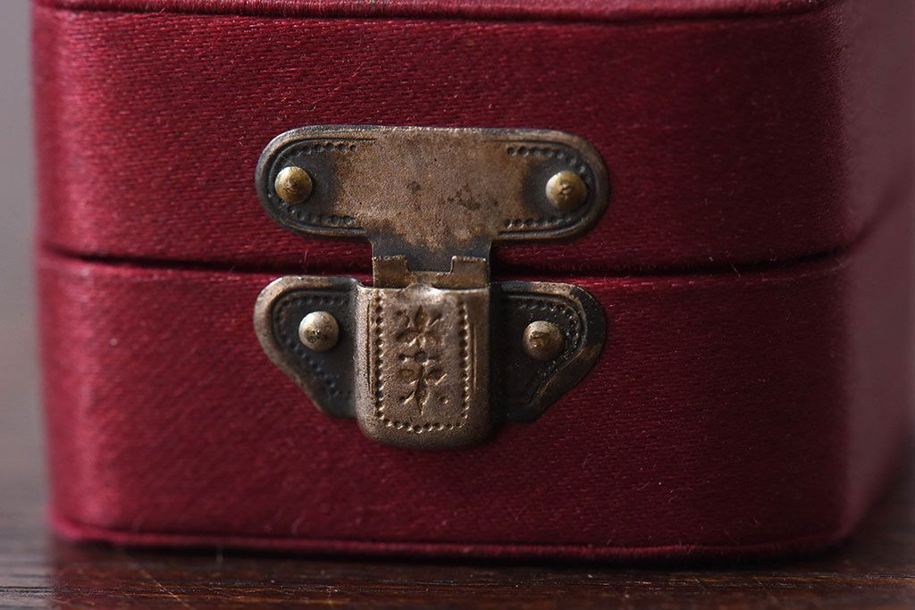 アンティーク雑貨　フランスアンティーク　上品なボルドー色のジュエリーボックス
