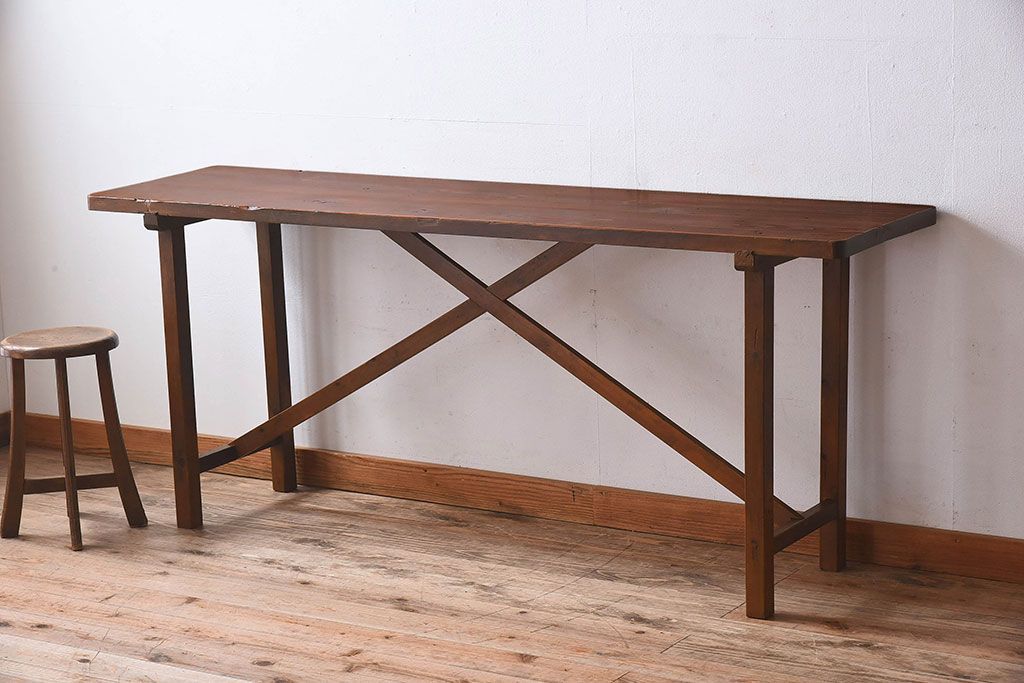 アンティーク家具　和製アンティーク　イチョウ材天板　使い込まれた質感が味わい深い作業台