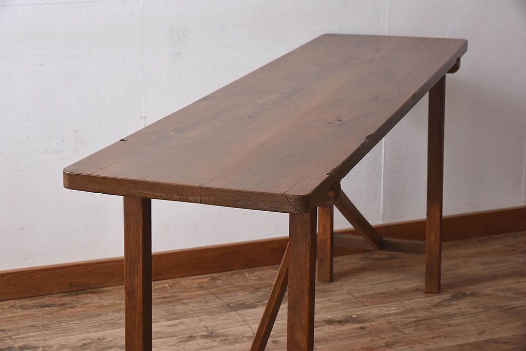 アンティーク家具　和製アンティーク　イチョウ材天板　使い込まれた質感が味わい深い作業台