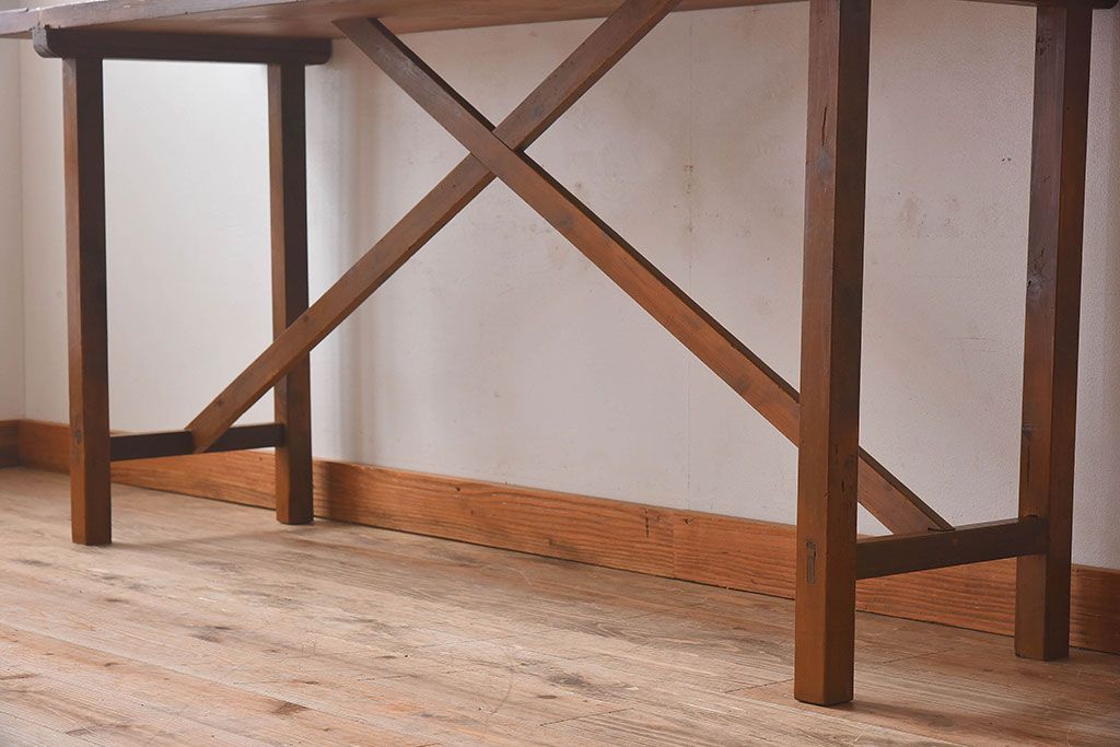 アンティーク家具　和製アンティーク　イチョウ材天板　使い込まれた質感が味わい深い作業台