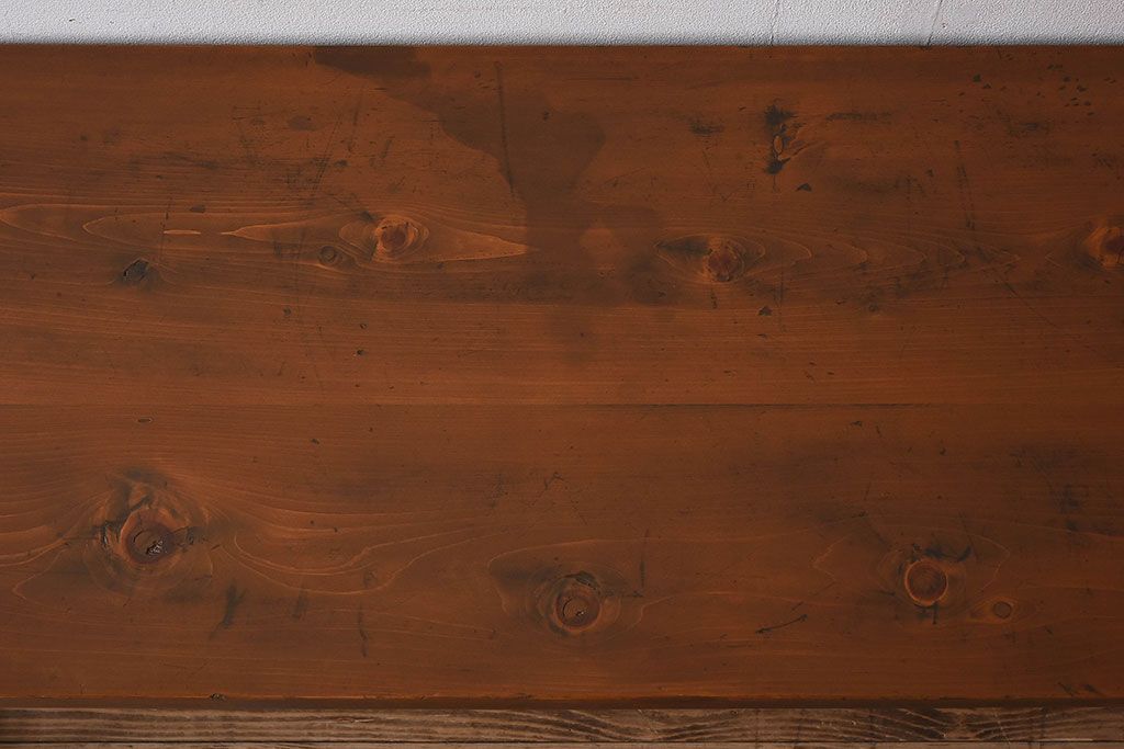 アンティーク家具　和製アンティーク　イチョウ材天板　使い込まれた質感が味わい深い作業台