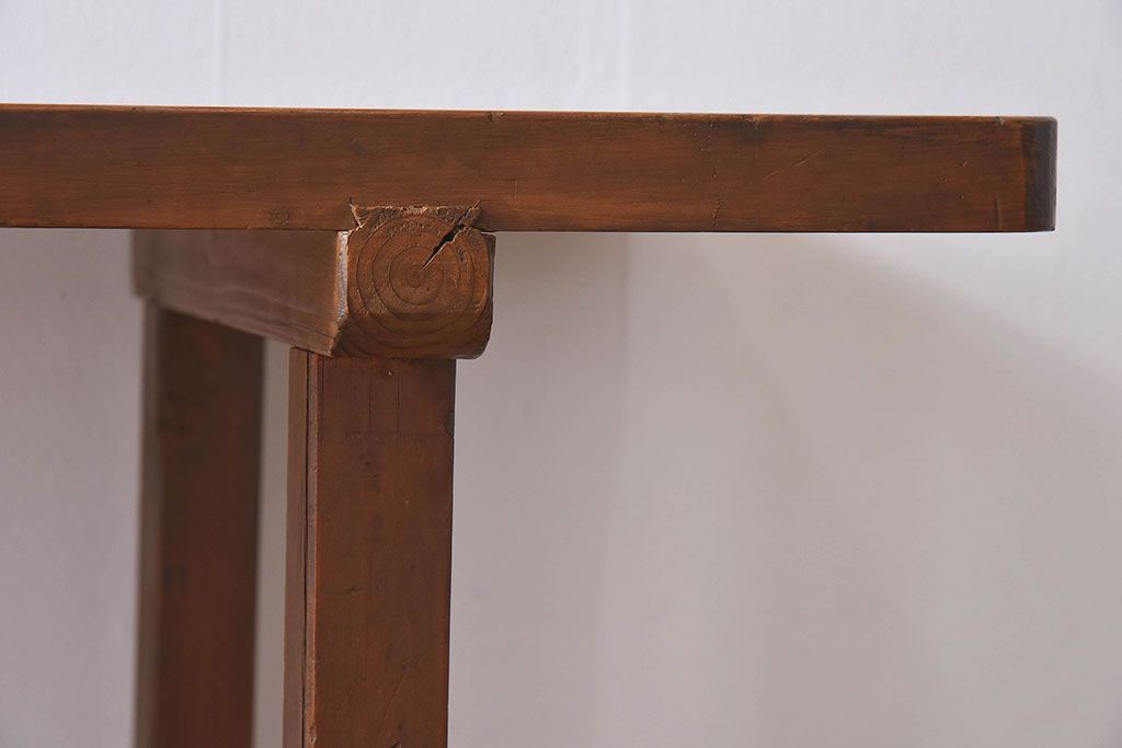 アンティーク家具　和製アンティーク　イチョウ材天板　使い込まれた質感が味わい深い作業台