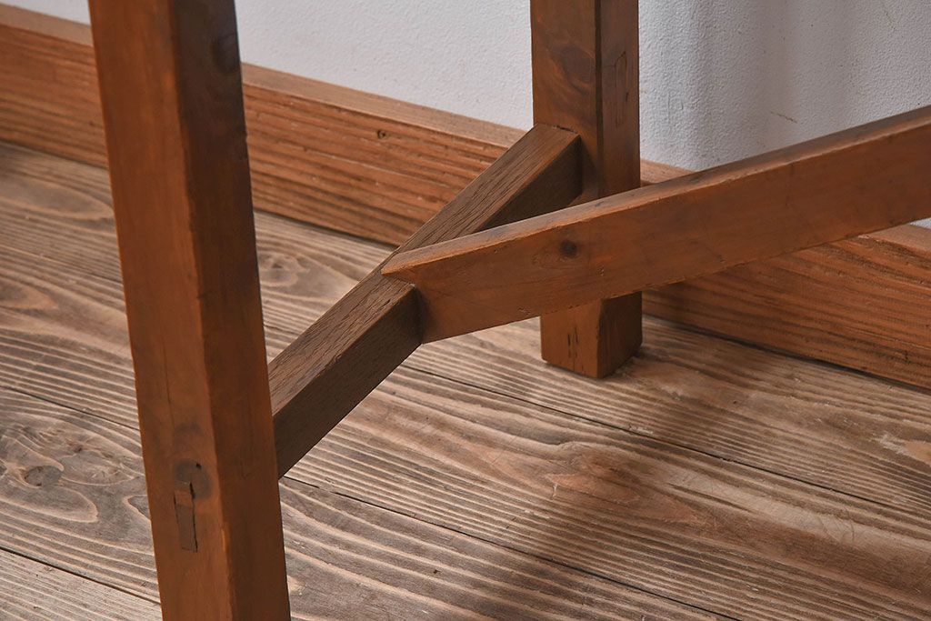 アンティーク家具　和製アンティーク　イチョウ材天板　使い込まれた質感が味わい深い作業台