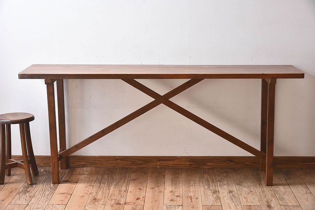 アンティーク家具　和製アンティーク　イチョウ材天板　使い込まれた質感が味わい深い作業台