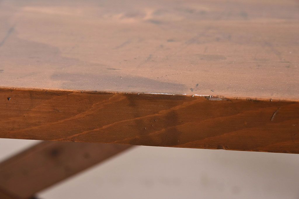 アンティーク家具　和製アンティーク　イチョウ材天板　使い込まれた質感が味わい深い作業台