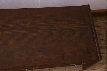 レトロ家具　昭和レトロ　引き出し3杯付き!古いヒノキ材製の文机(座卓)