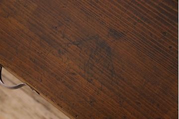 レトロ家具　昭和レトロ　引き出し3杯付き!古いヒノキ材製の文机(座卓)