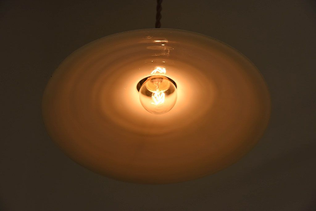 昭和レトロ　白いガラスの天井照明(電笠照明)2個セット(1)