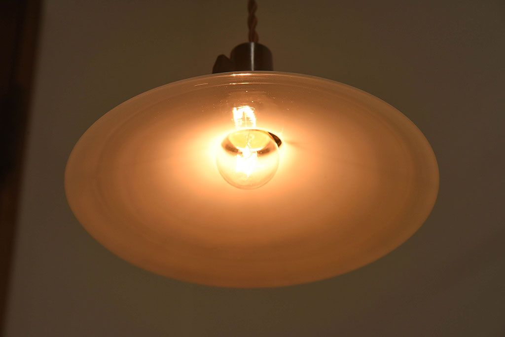 昭和レトロ　白いガラスの天井照明(電笠照明)2個セット(2)