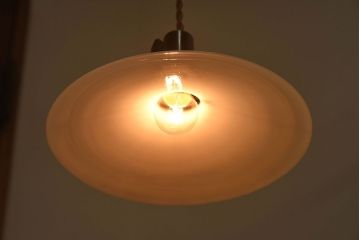 昭和レトロ　白いガラスの天井照明(電笠照明)2個セット(2)