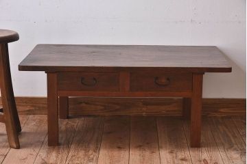 レトロ家具　昭和レトロ　天板一枚板!使い込まれた質感が味わい深い文机