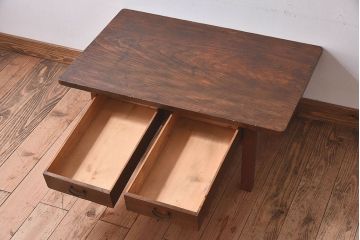 レトロ家具　昭和レトロ　天板一枚板!使い込まれた質感が味わい深い文机