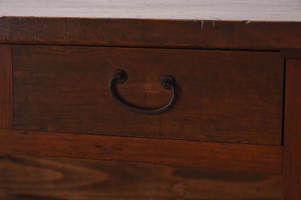 レトロ家具　昭和レトロ　天板一枚板!使い込まれた質感が味わい深い文机