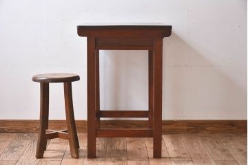 レトロ家具　昭和レトロ　栓材　古い木の質感が味わい深い平机(花台、コンソールテーブル)