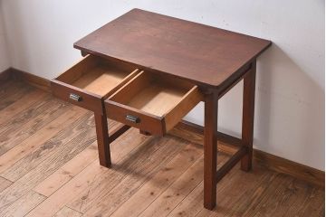 レトロ家具　昭和レトロ　栓材　古い木の質感が味わい深い平机(花台、コンソールテーブル)